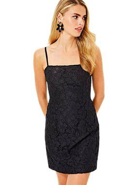 Lilly Pulitzer Maret Lace Dress in Noir/Flora Corded Lace NWT - Size 0
